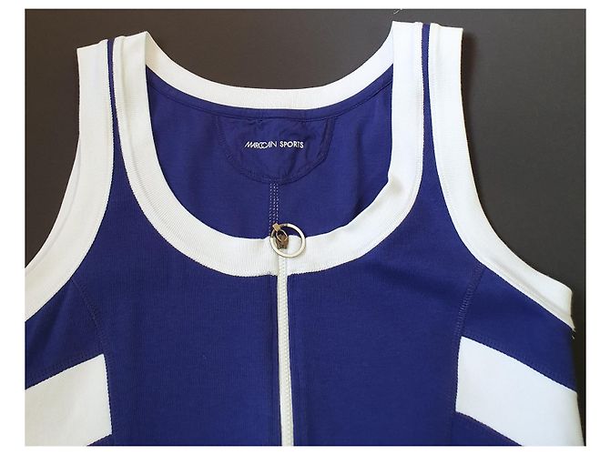 Vestido Marc Cain de algodón azul y blanco - vista 4