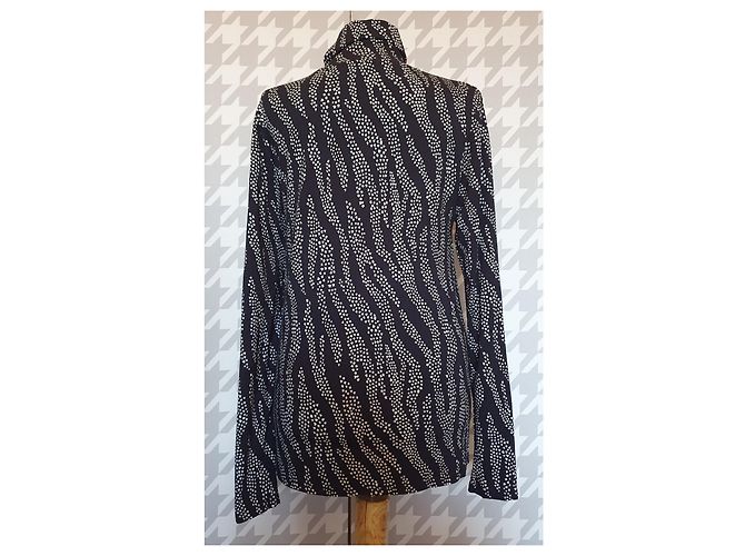 Autre Marque Fabienne Chapot Langarm Bluse Dunkelblau Weiß - Ansicht 4