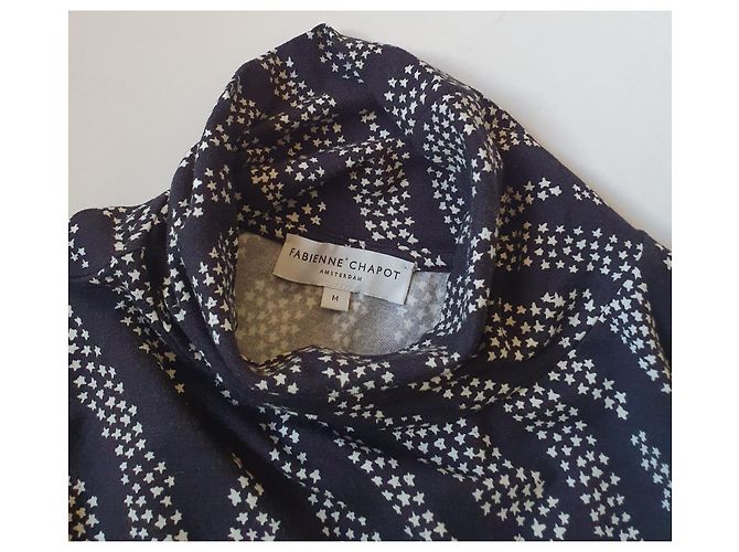 Autre Marque Fabienne Chapot Langarm Bluse Dunkelblau Weiß - Ansicht 5