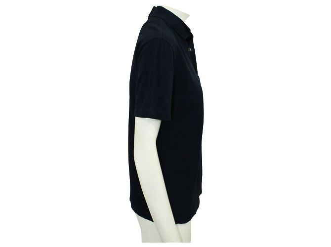 Hermès Navy Blue H Embroidered Buttoned Polo Shirt - view 3