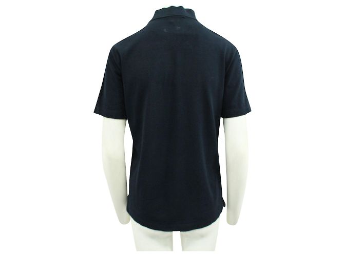 Hermès Navy Blue H Embroidered Buttoned Polo Shirt - view 4