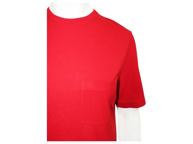 Hermès Rotes T-Shirt mit H-Stickerei - Ansicht 5