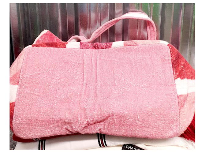 Borsa shopper Chanel Rosa Bianco Fuschia - vista 10
