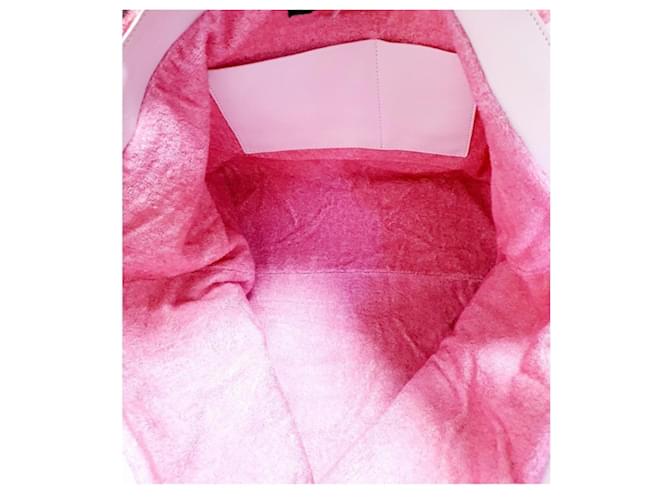 Borsa shopper Chanel Rosa Bianco Fuschia - vista 3