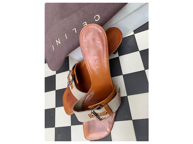 Céline Leather Mules Eggshell - view 4