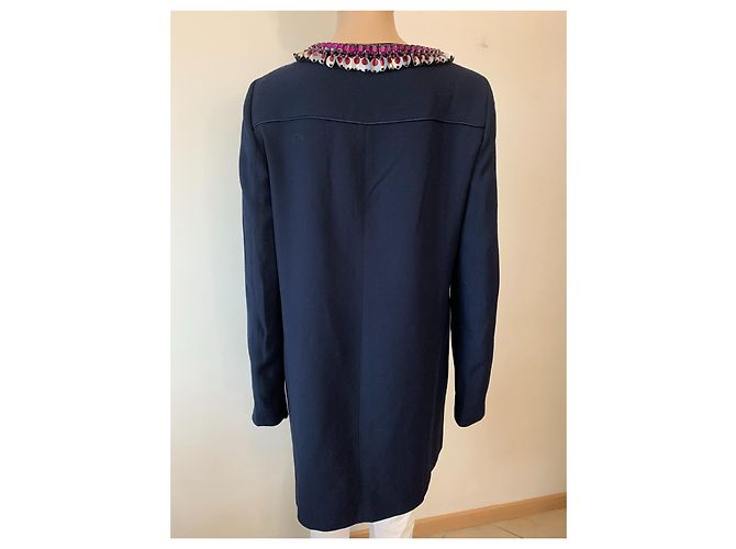 Abrigo Twin Set Azul de Seda y Viscosa Talla 44 - vista 4