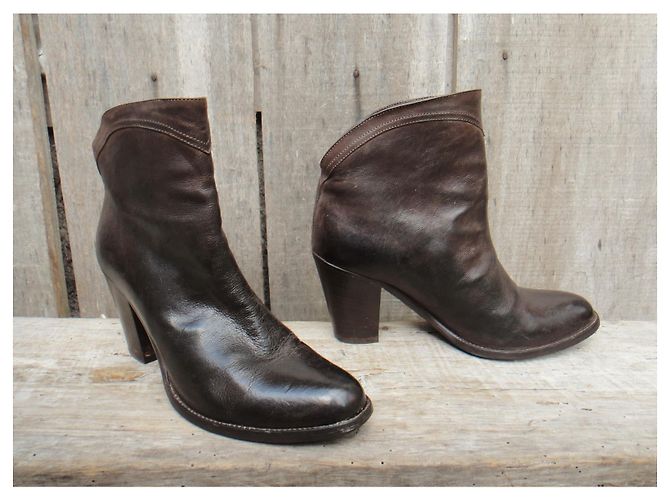 Botines Sartore de piel marrón oscuro 36,5 IT - vista 2