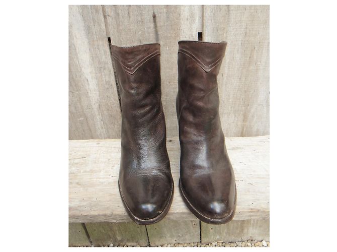 Botines Sartore de piel marrón oscuro 36,5 IT - vista 3