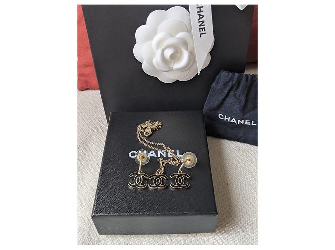 Chanel CC 08C Collana con orecchini in smalto nero set - vista 7