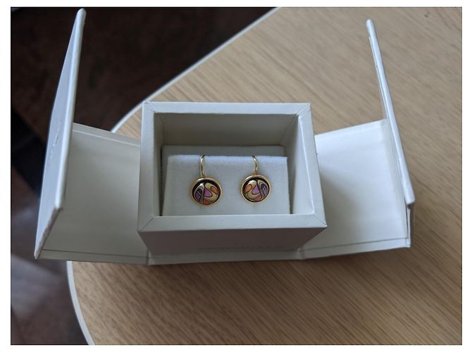 Frey Wille 18k Boucles d'oreilles cabochon Sarah Bernhardt en or jaune - vue 2