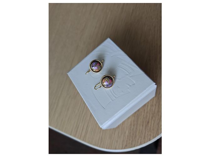 Frey Wille 18k Boucles d'oreilles cabochon Sarah Bernhardt en or jaune - vue 3