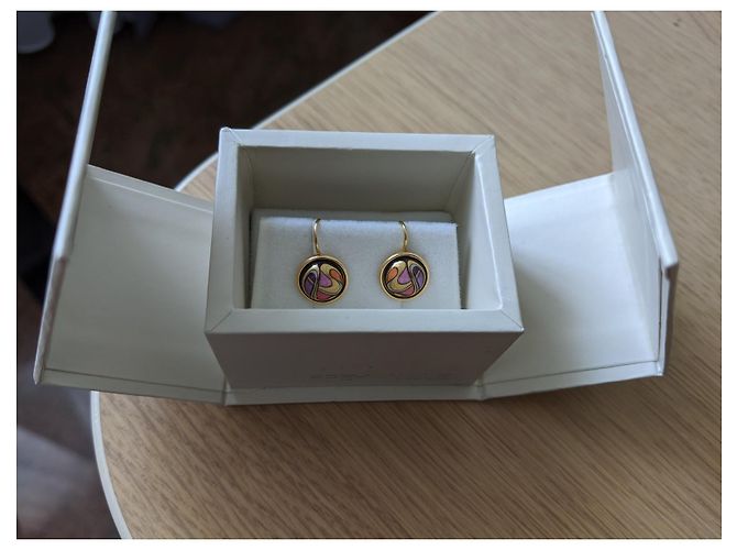 Frey Wille 18k Boucles d'oreilles cabochon Sarah Bernhardt en or jaune - vue 6