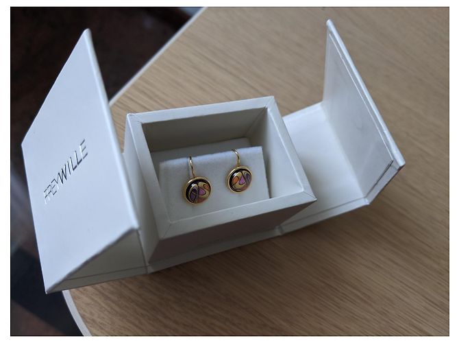 Frey Wille 18k Boucles d'oreilles cabochon Sarah Bernhardt en or jaune - vue 7