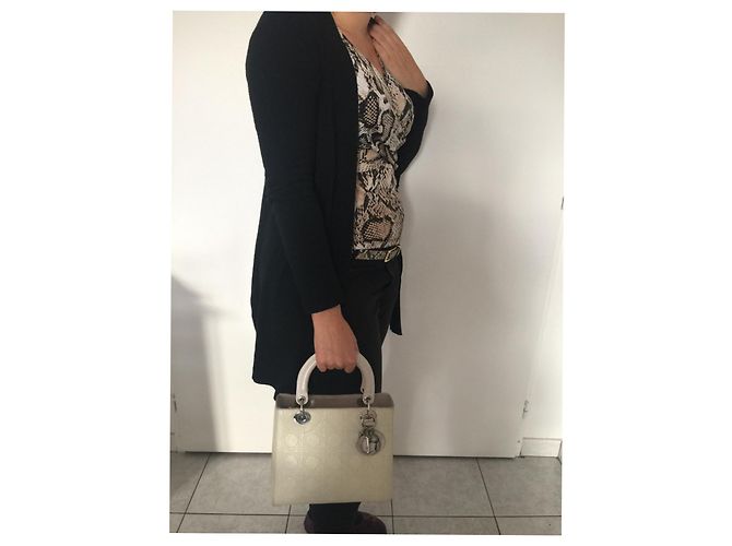 Borsa Lady Dior Dior in pelle crema Crudo - vista 5