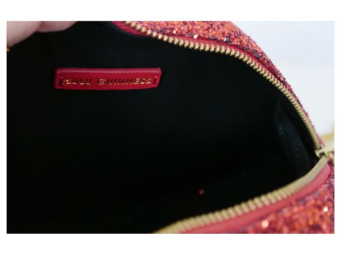 Borsa a tracolla Lulu Guinness Glitter Lips Rosso - vista 6