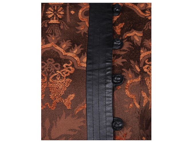 Shanghai Tang Wool Blend Ginkgo Jacquard Jacket Brown - view 4
