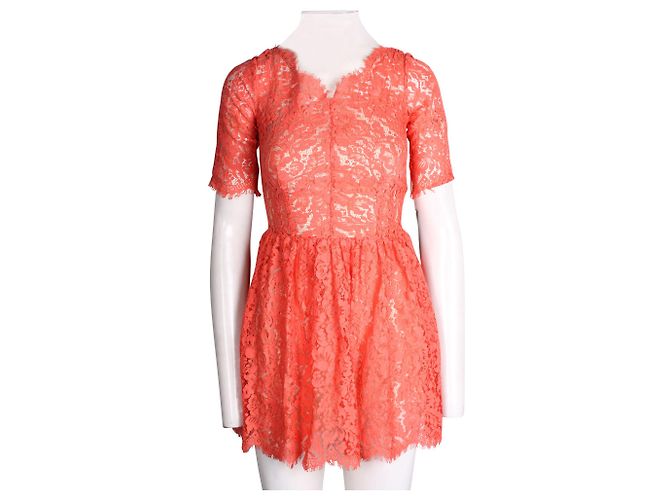 Clover Canyon Vestido de encaje Millie Summer Peach Rosa Melocotón - vista 2