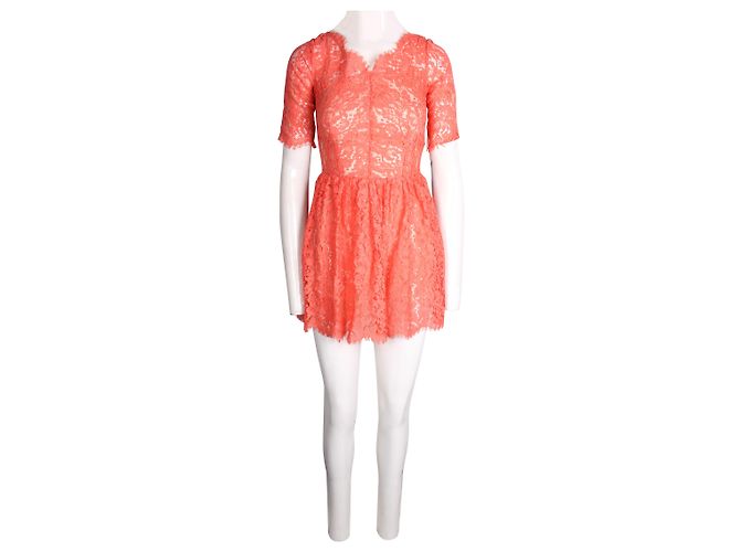 Clover Canyon Vestido de encaje Millie Summer Peach Rosa Melocotón - vista 6