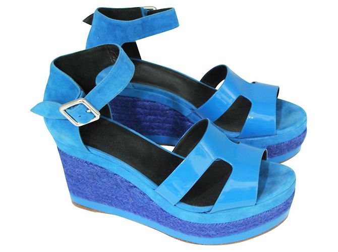 Hermès Espadrilles compensées bleu électrique Ilana - vue 2