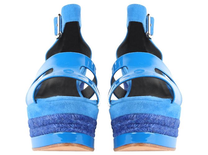 Hermès Espadrilles compensées bleu électrique Ilana - vue 3