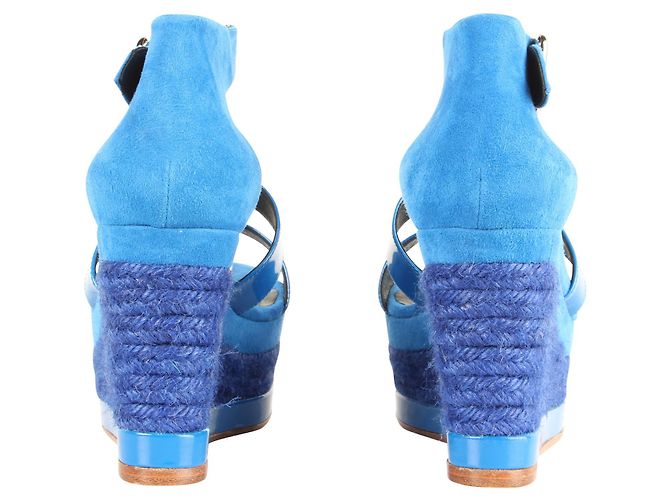 Hermès Espadrilles compensées bleu électrique Ilana - vue 4