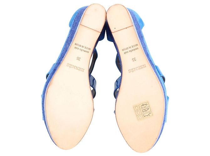 Hermès Espadrilles compensées bleu électrique Ilana - vue 5