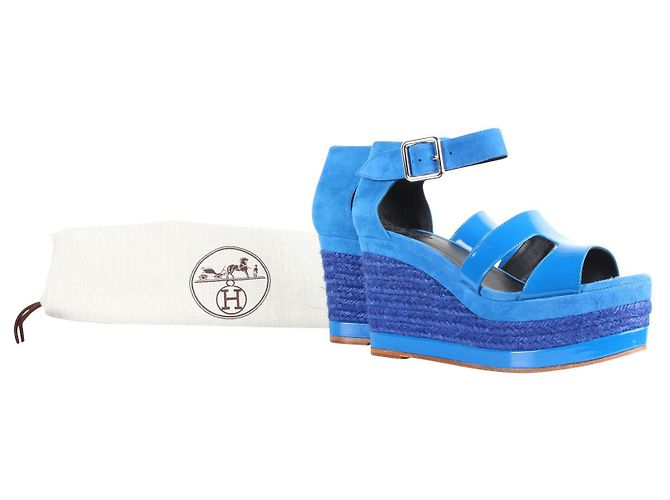 Hermès Espadrilles compensées bleu électrique Ilana - vue 6