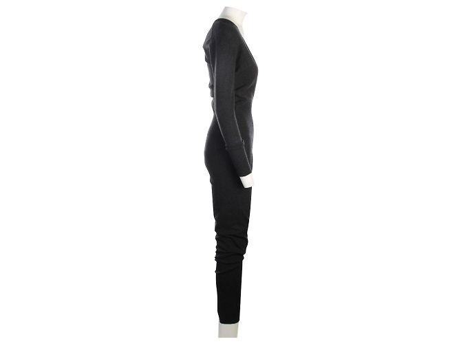 Hermès Mono de cachemira gris oscuro - vista 4