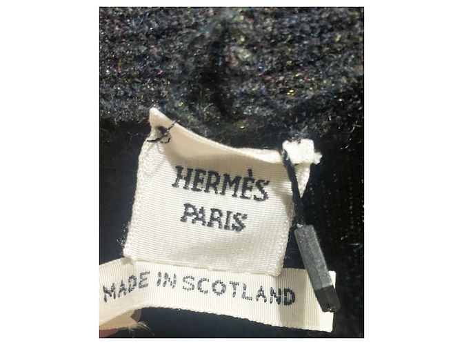 Hermès Mono de cachemira gris oscuro - vista 6