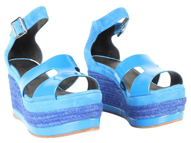 Hermès Cunhas de espdrille Ilana azul elétrico - vista 2