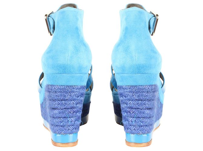 Hermès Cunhas de espdrille Ilana azul elétrico - vista 4
