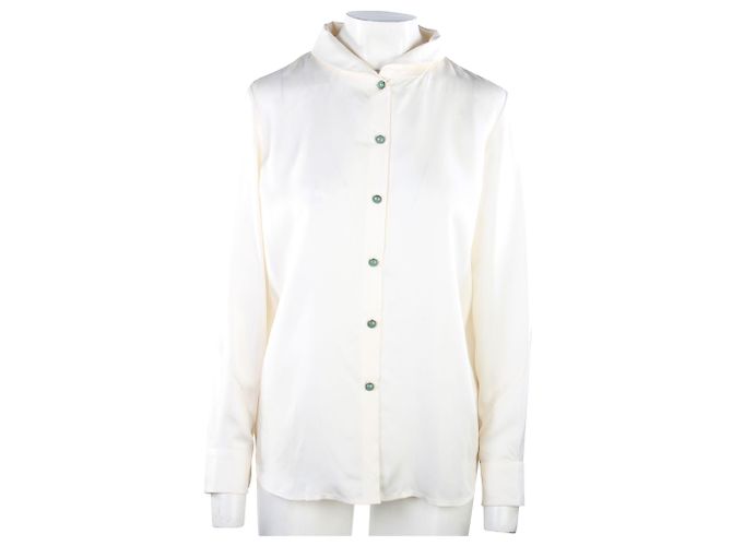 Shanghai Tang Chemise classique en soie Blanc - vue 2