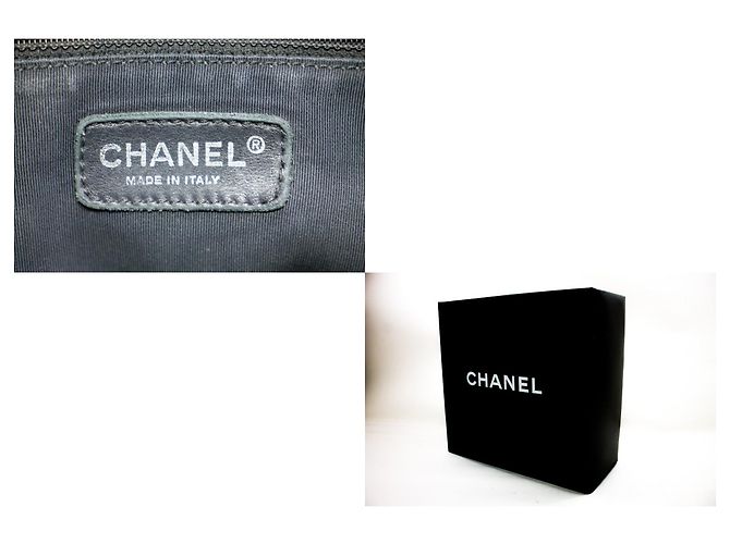 CHANEL Caviar PST Chain Shoulder Bag Compras Tote Preto Acolchoado - vista 8