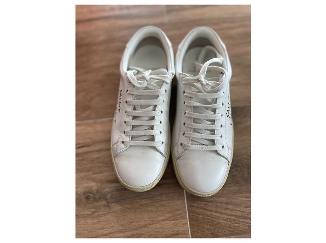 Sneakers Saint Laurent in pelle bianca Bianco - vista 2