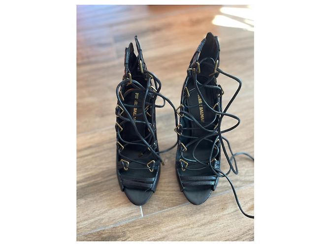 Décolleté con lacci Pierre Balmain in pelle nera Nero - vista 2