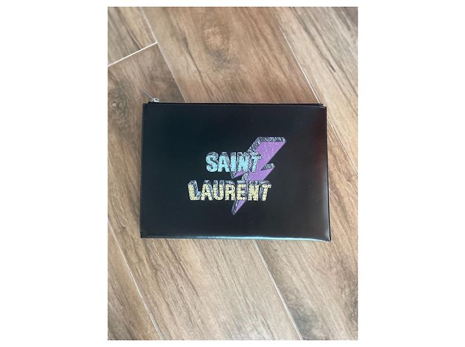 Pochette Saint Laurent en cuero negro - vista 2