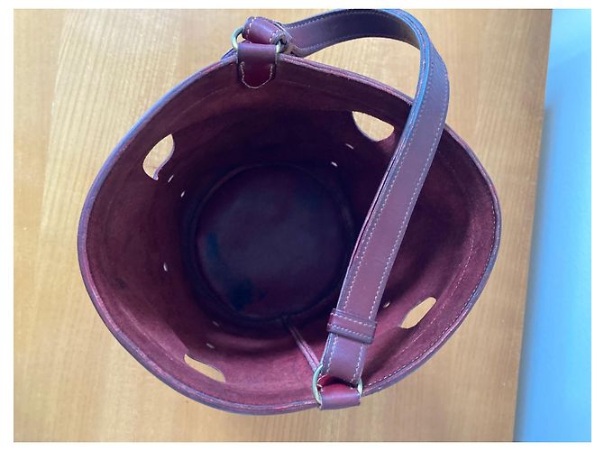 Borsa Hermès Mangeoire Rosso Scuro Pelle Bordò - vista 4