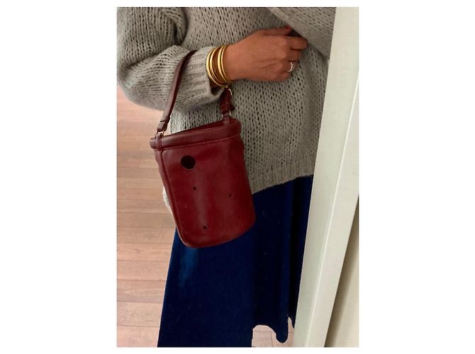 Borsa Hermès Mangeoire Rosso Scuro Pelle Bordò - vista 5