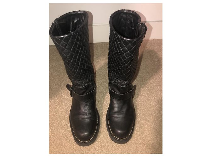Botas Chanel de piel negra talla 37 Negro - vista 2