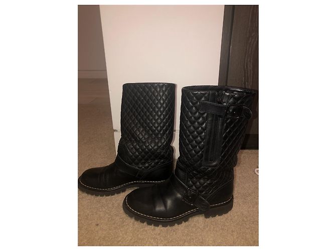 Botas Chanel de piel negra talla 37 Negro - vista 3