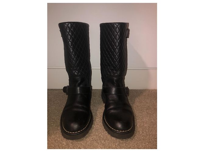 Botas Chanel de piel negra talla 37 Negro - vista 6