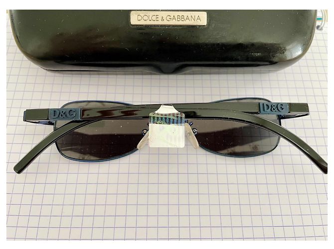 Dolce & Gabbana 2034 rectangular metal sunglasses blue - view 2