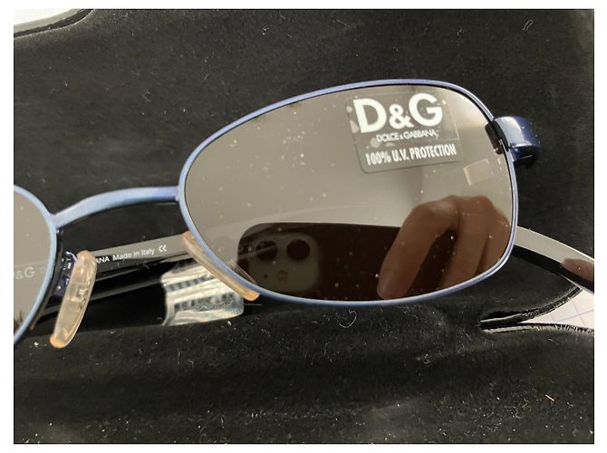 Dolce & Gabbana 2034 rectangular metal sunglasses blue - view 3