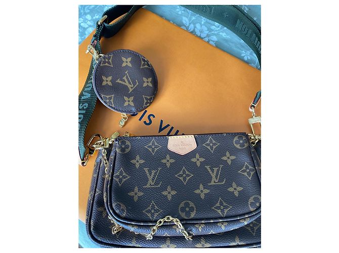 Multi Pochette Borsa a mano Louis Vuitton Multi Pockets Pelle Khaki Cachi - vista 6