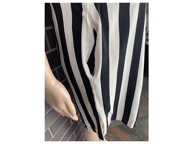 Robe rayée en soie Bcbg Max Azria Noir Blanc XS - vue 2