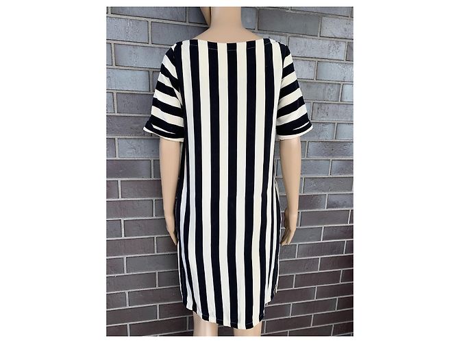 Robe rayée en soie Bcbg Max Azria Noir Blanc XS - vue 3
