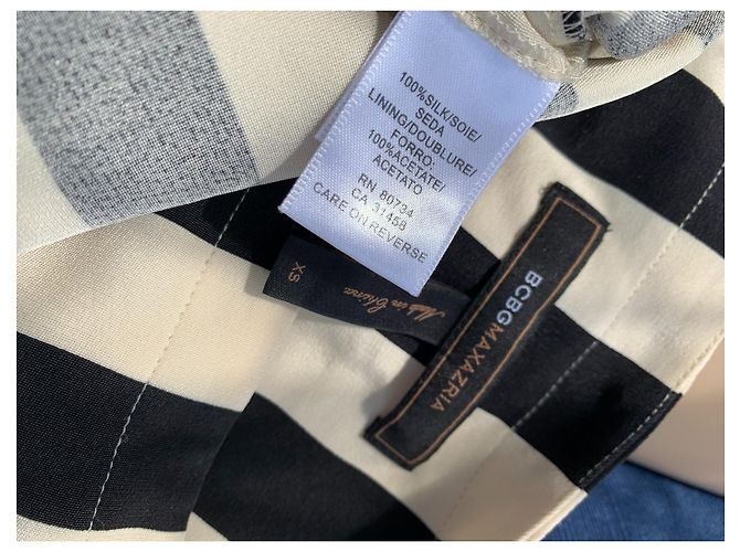 Robe rayée en soie Bcbg Max Azria Noir Blanc XS - vue 4