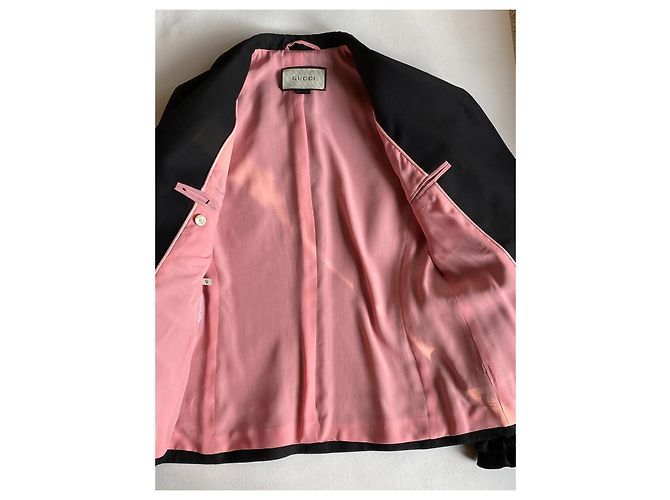 Gucci Black Wool Jacket with Pink Lining - view 2