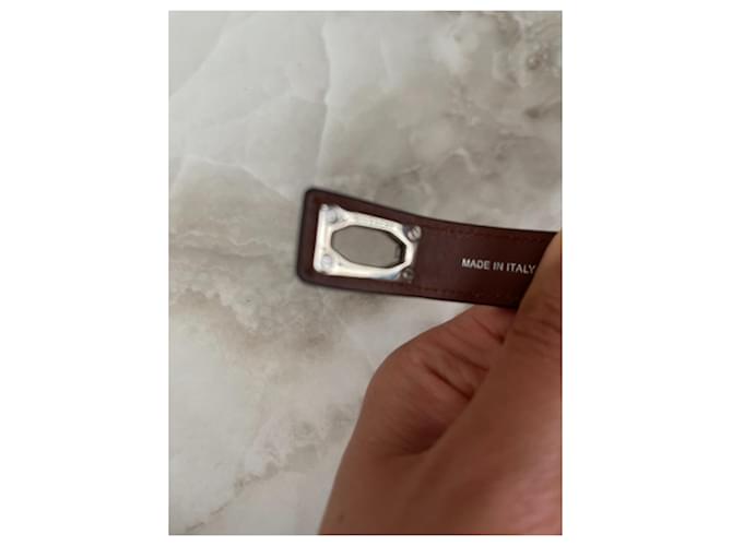 Bracciale rigido Givenchy Shark in pelle marrone scuro - vista 6