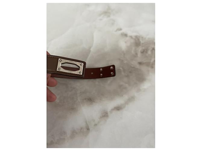 Bracciale rigido Givenchy Shark in pelle marrone scuro - vista 7